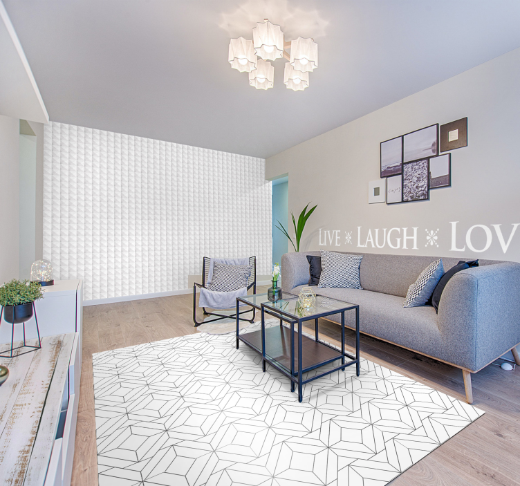 Bílý vzor Geometrický vinylový koberec - TenStickers