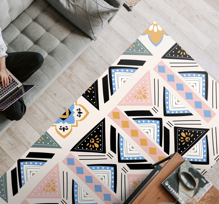 Gobelín s geometrickým vzorem Geometrický vinylový koberec - TenStickers