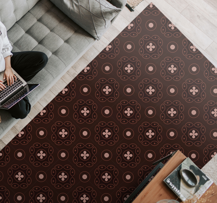 Hnědý vzor mandaly vinylový koberec - TenStickers