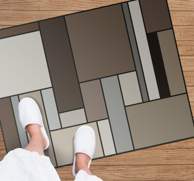 Hnědé čtverce geometrické vinylové koberce - TenStickers
