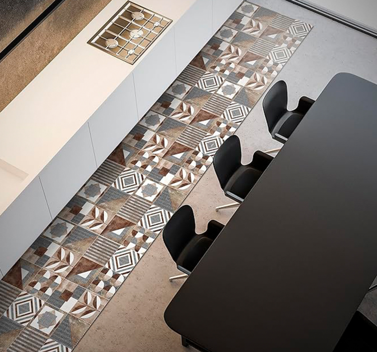 Hnědý cementin Mozaikový vinylový koberec - TenStickers