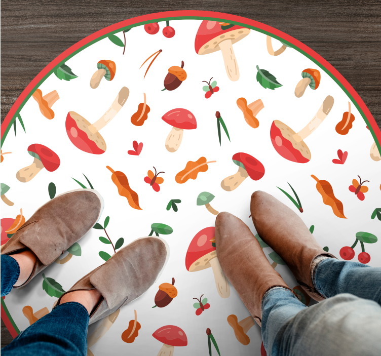 Vinylový koberec s květinami a rostlinami houbový motiv - TenStickers