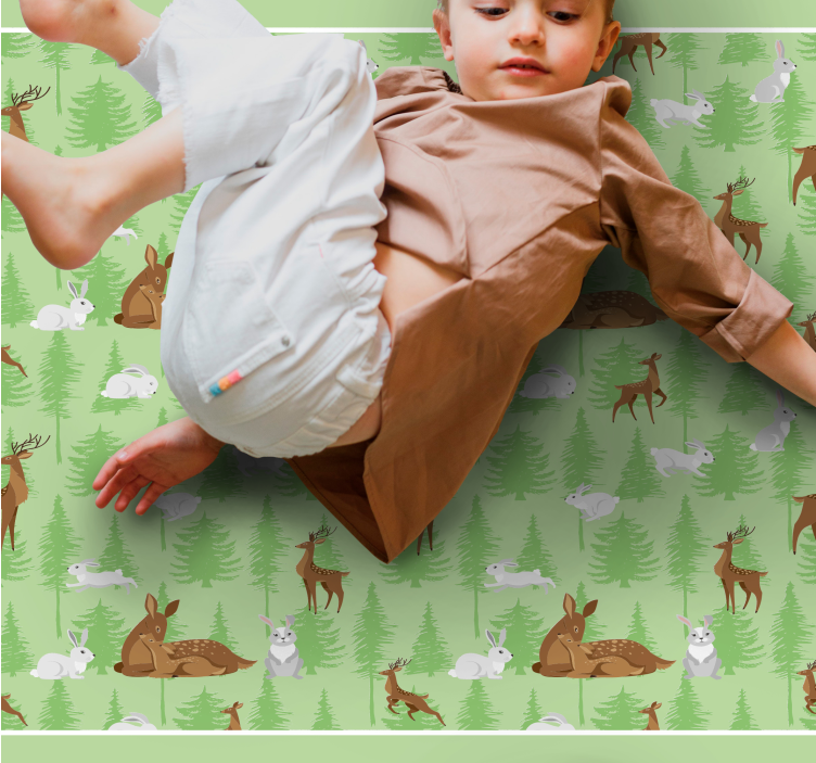 Zelené lesní tvory Zvířecí vinylový koberec - TenStickers