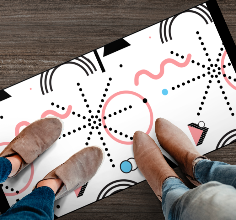 Bílý geometrický vzor Moderní vinylový koberec - TenStickers