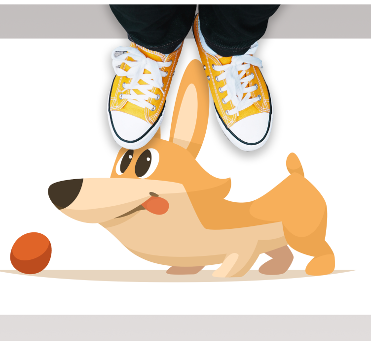 Hravý corgi honička Ostatní Vinylový koberec - TenStickers