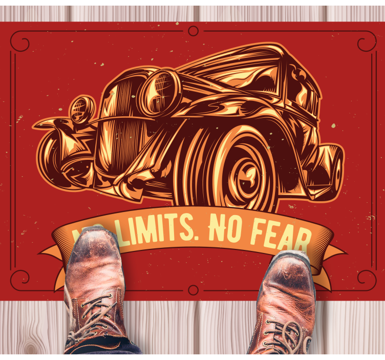 Ilustrace klasického auta Vinylový koberec s frázemi - TenStickers