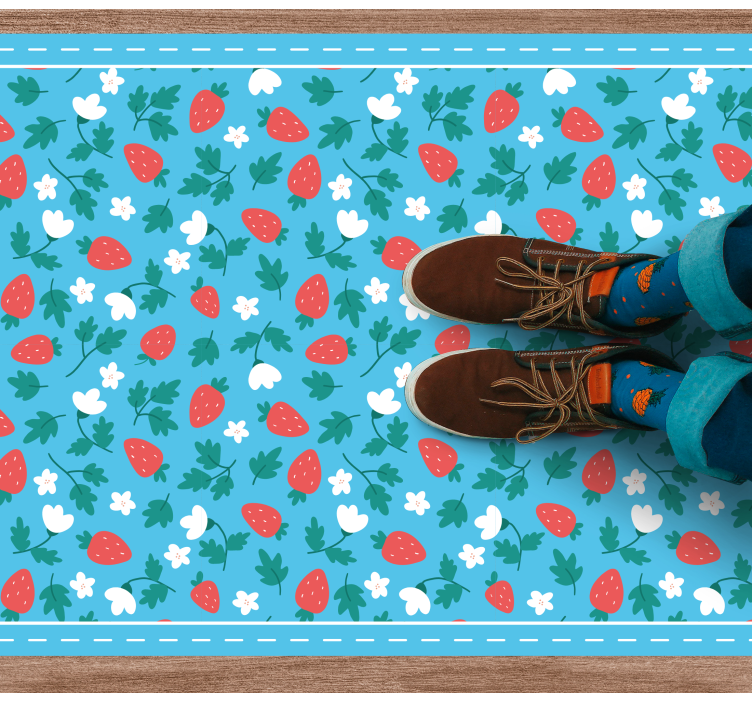 Jahodový květinový motiv Kuchyňský vinylový koberec - TenStickers