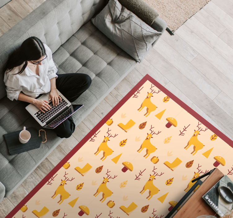 Jelen a listí Zvířecí vinylový koberec - TenStickers