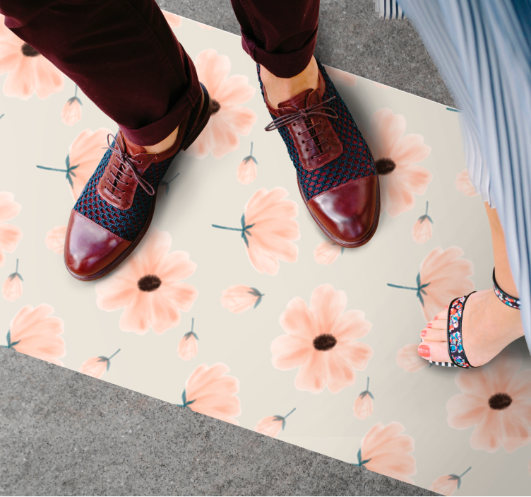 Jemný motiv Vinylový koberec s květinami a rostlinami - TenStickers