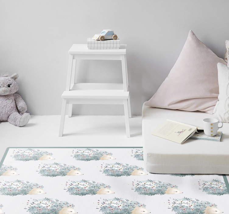 Ježek květinové vzory Vinylový koberec do školky - TenStickers