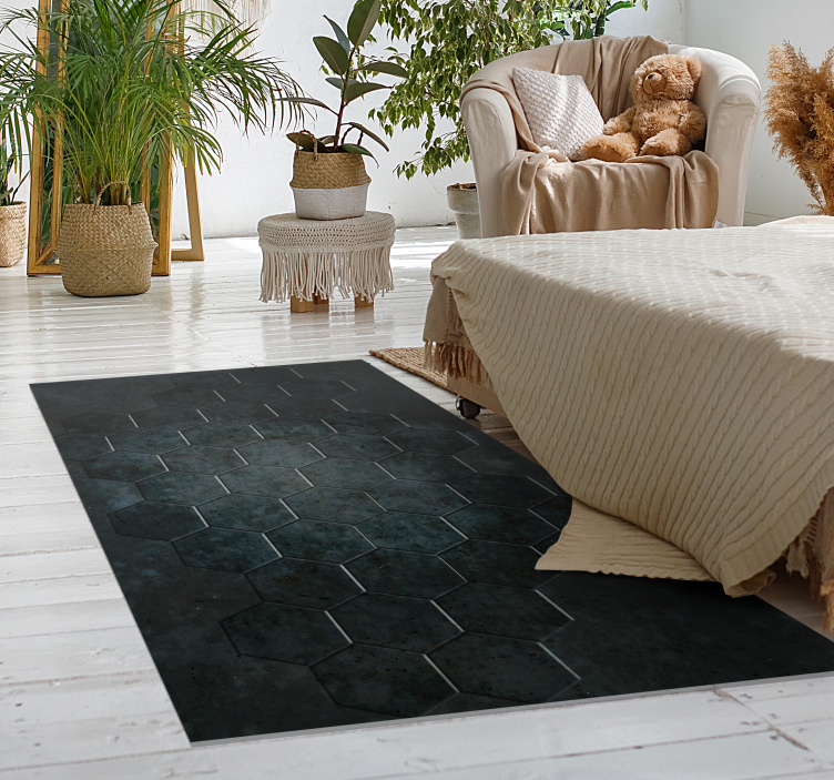 Kamenný vinylový koberec ze šestiúhelníku s betonovou strukturou - TenStickers