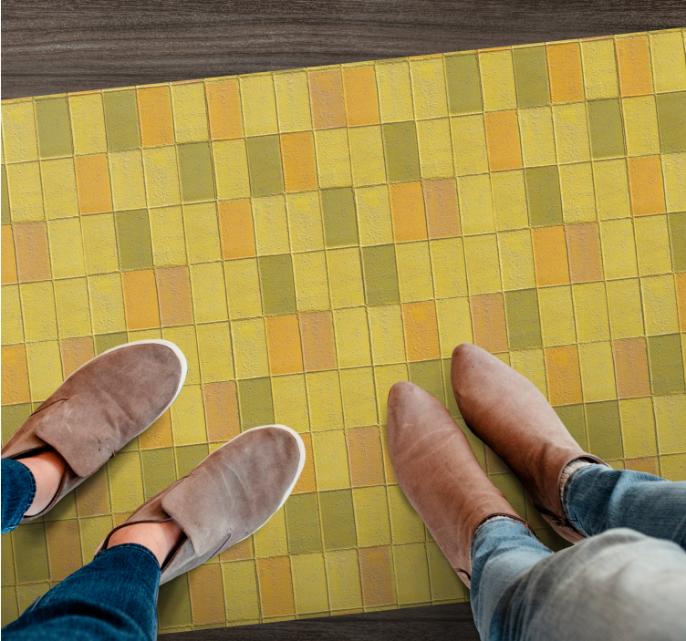 Dlaždicový koberec ve stylu kawaii žluté odstíny - TenStickers