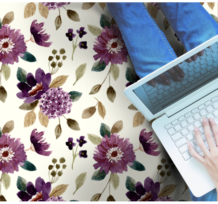 Fialový a zelený květinový koberec - TenStickers