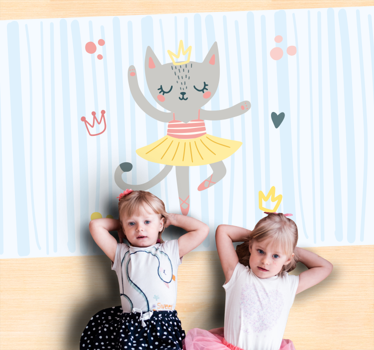 Kočičí baletka kreslený kruhový koberec - TenStickers