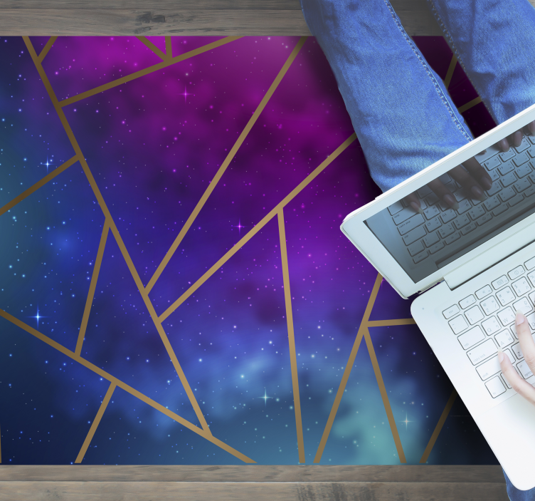 Kosmický modrý a fialový vzor Geometrický vinylový koberec - TenStickers