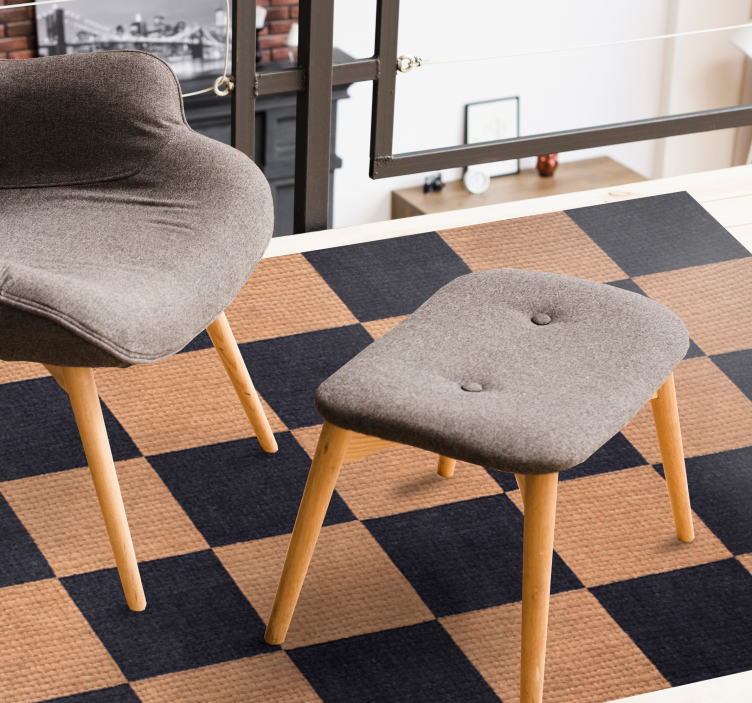 Hnědá kostkovaná Vinylový koberec obývací pokoj - TenStickers