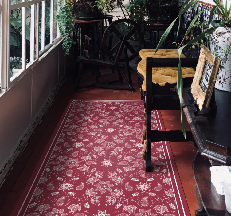 Krásný paisley květiny vinyl koberec obývací pokoj - TenStickers