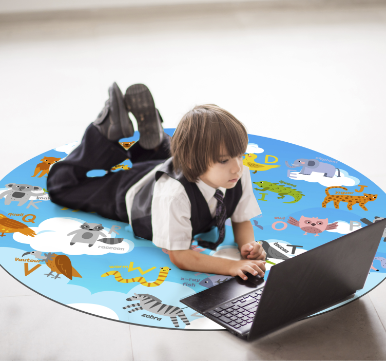 Kulatý koberec anglická vinylová abeceda - TenStickers