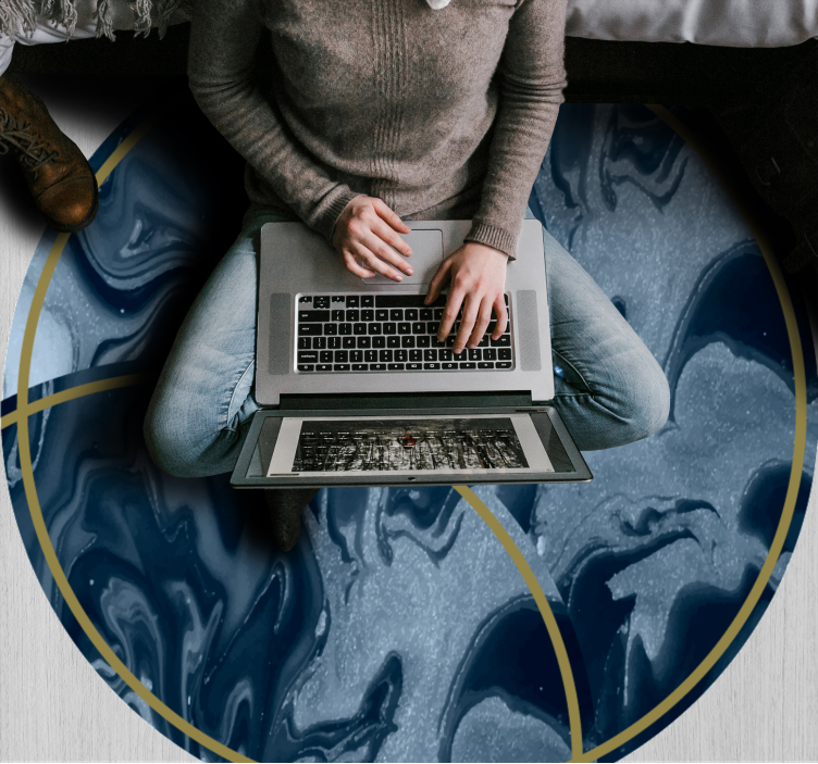 Kulatý texturovaný vinylový koberec s mramorovým designem - TenStickers