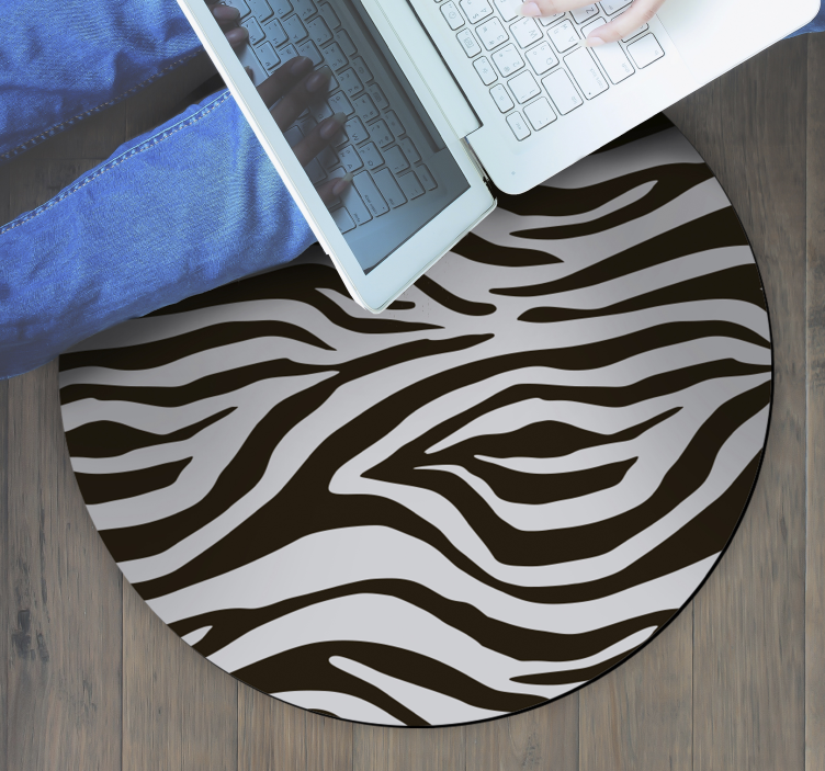 Velkolepý kulatý zebra vinyl tisk koberce - TenStickers