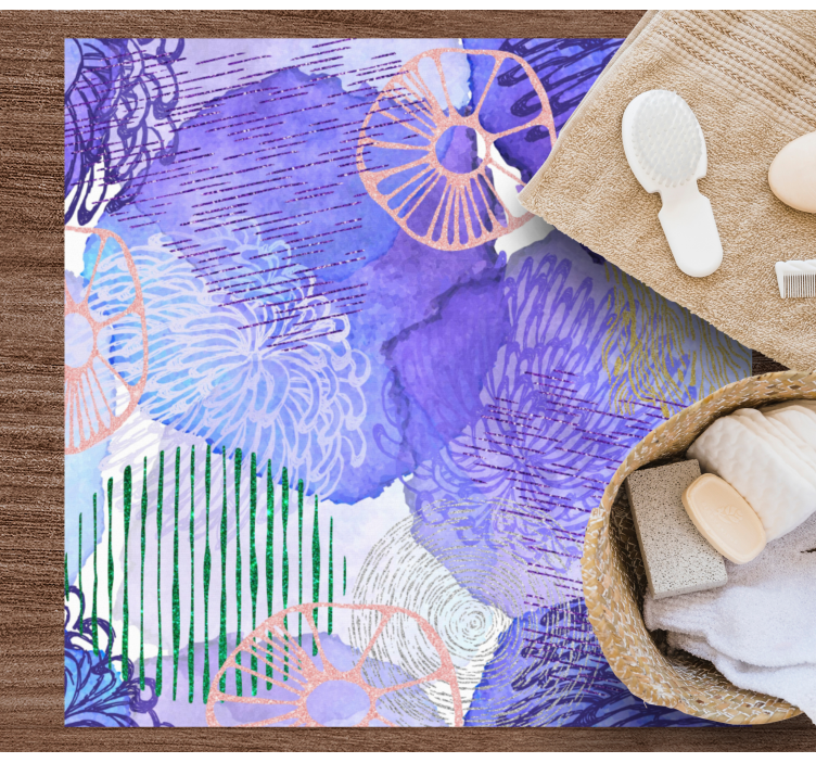 Květinové vírové vzory Koupelnový vinylový koberec - TenStickers