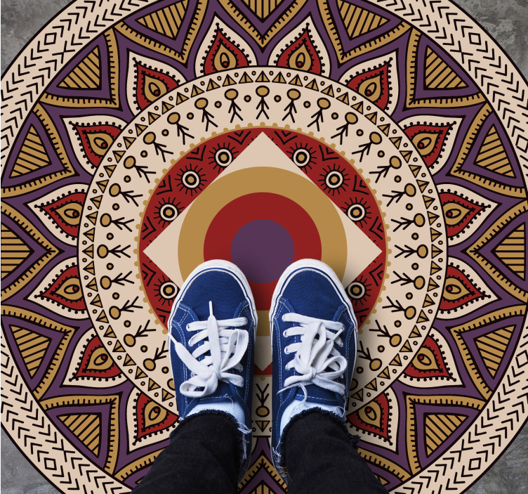 Květinový béžový mandalový texturní koberec - TenStickers