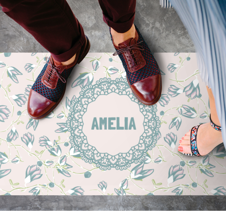 Květinový vzor se jménem Vinylový koberec do ložnice - TenStickers