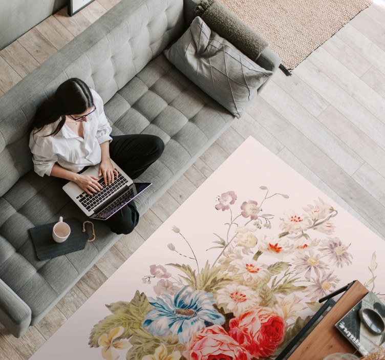 Pivoňka parta květinový koberec dekorace - TenStickers