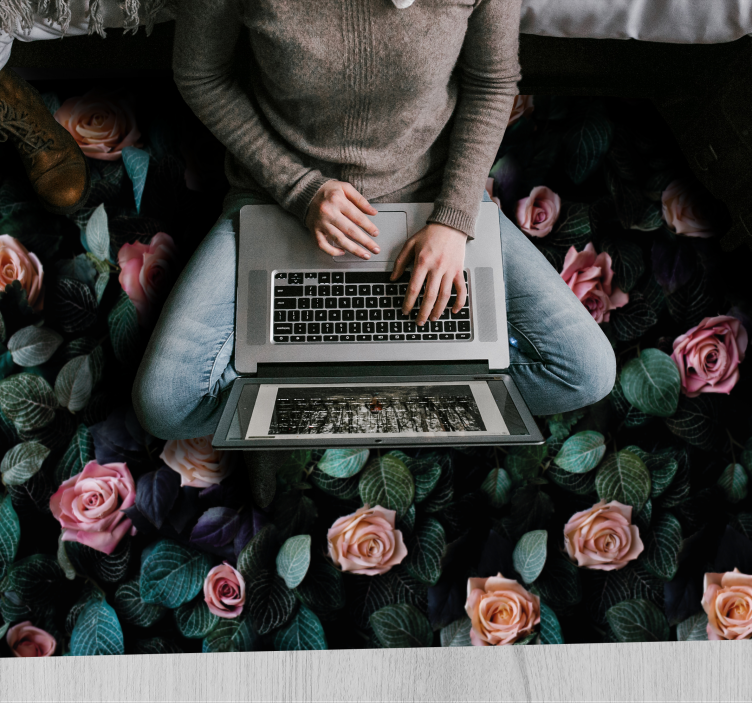 Květinový koberec s květy červené růže - TenStickers