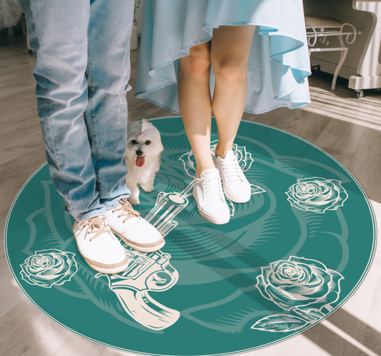 Květinový revolver Vinylový koberec s květinami a rostlinami - TenStickers