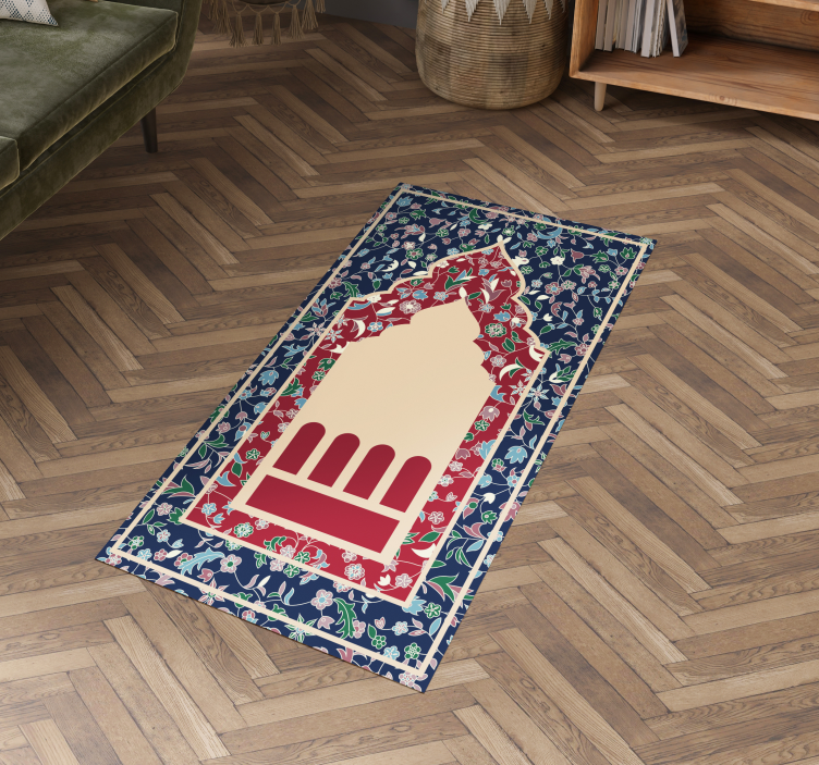 Květinový vzor perský styl Obdélníkový vinylový koberec - TenStickers