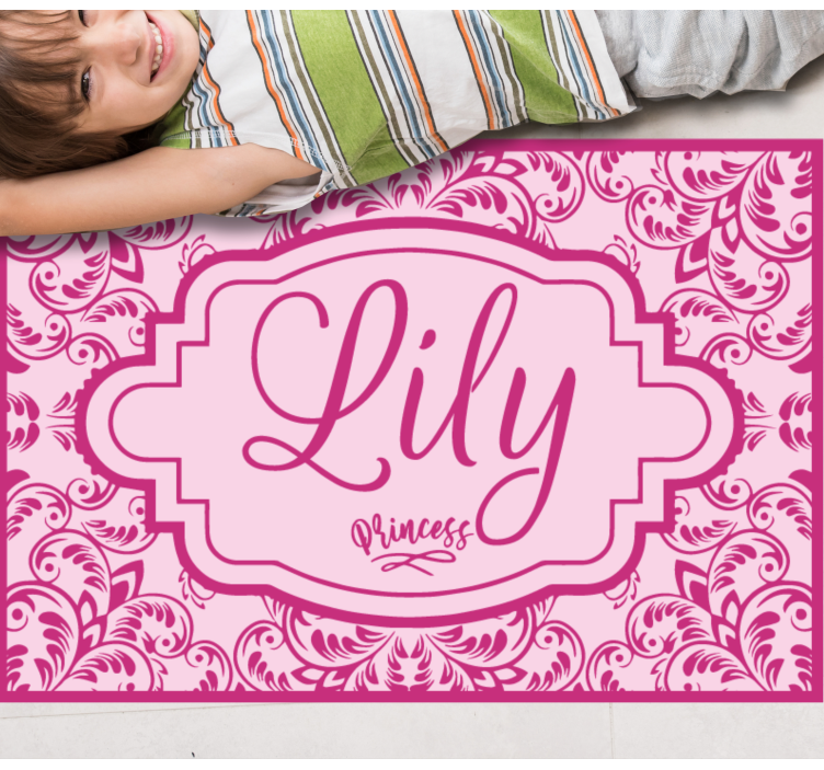 Květinový vzor princezny Vinylový koberec se jmény - TenStickers