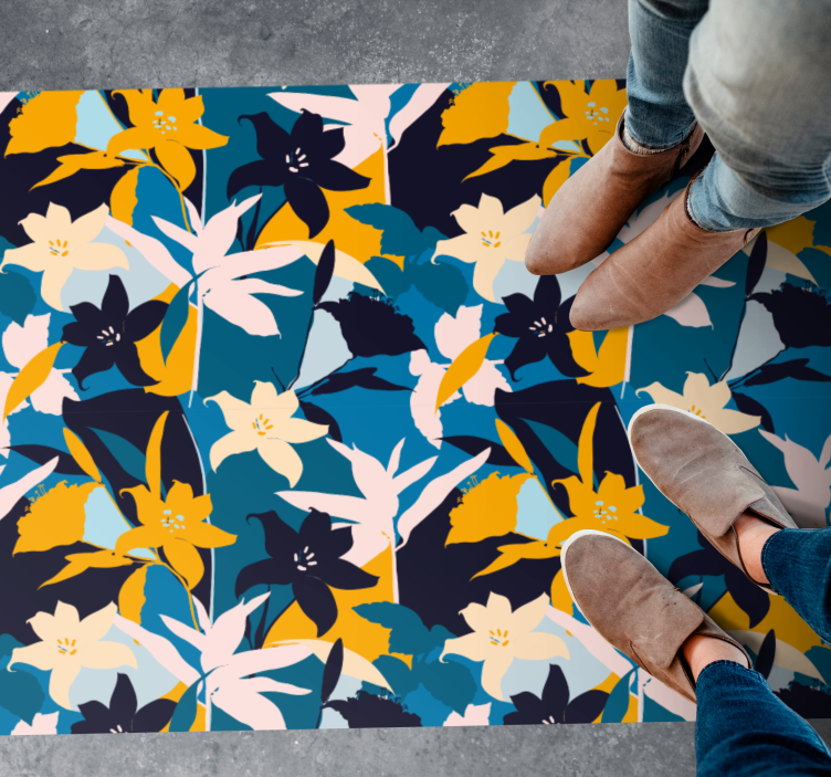Květinovým motivem Vinylový koberec s květinami a rostlinami - TenStickers
