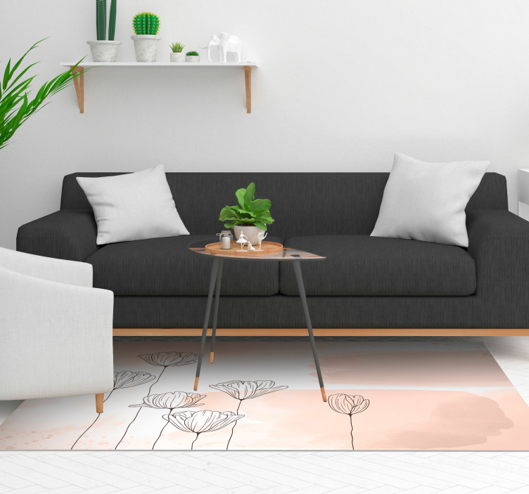 Květiny line vinyl květinový koberec - TenStickers