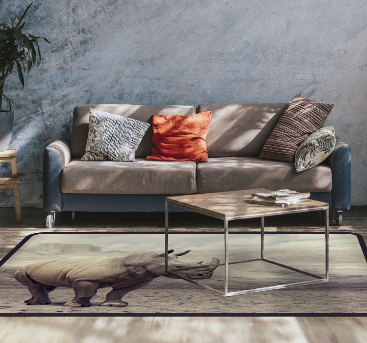 Majestátní scéna nosorožce Zvířecí vinylový koberec - TenStickers