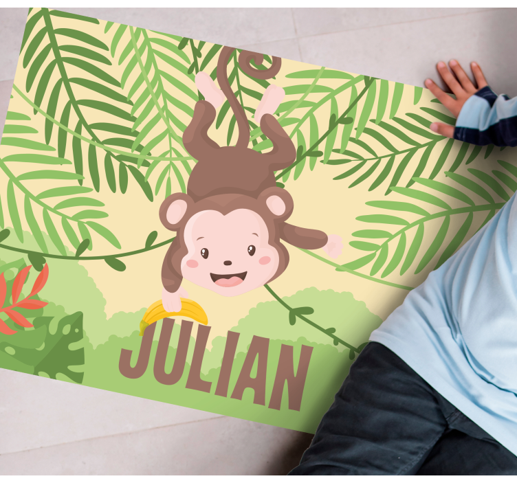 Malá opice na větvi přizpůsobená vinylový koberec - TenStickers