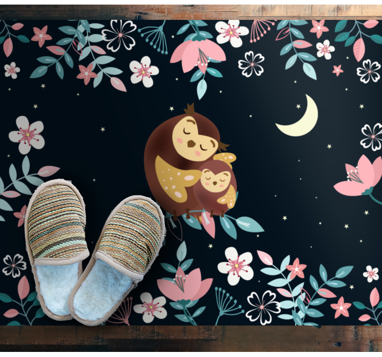 Maminka sova láska Zvířecí vinylový koberec - TenStickers
