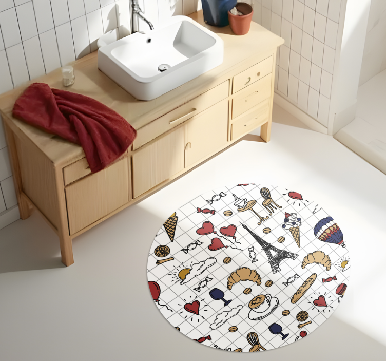 Minimalistický design v paříži Koupelnový vinylový koberec - TenStickers
