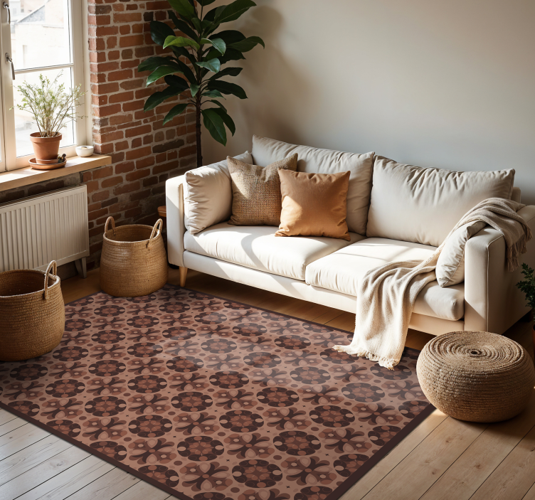 mocha mousse Vinylový koberec s efektem dlaždic - TenStickers