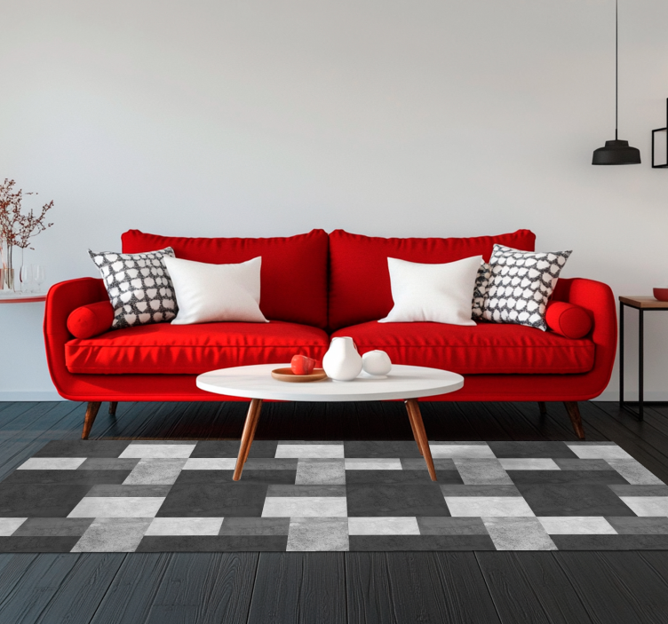 Moderní čtvercový design Černý vinylový koberec - TenStickers