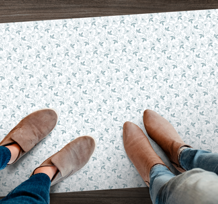 Modrobílý květinový koberec ve stylu grandmilenial - TenStickers