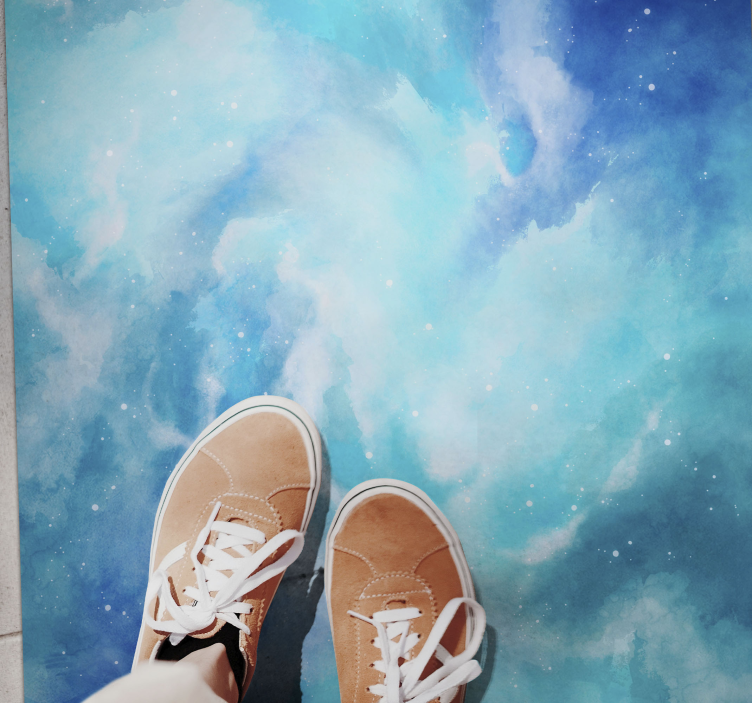 Modrý aquarelle moderní vinylový koberec - TenStickers