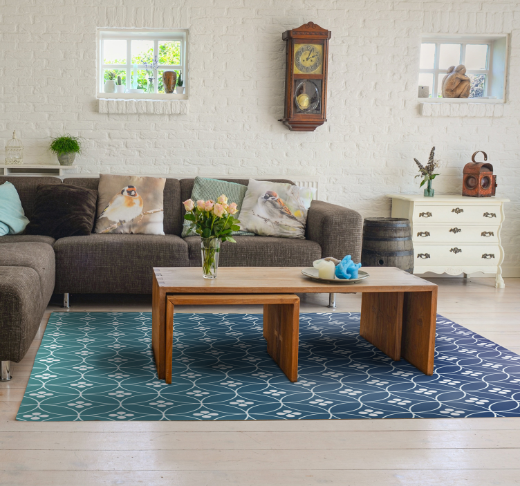 Ohromující modrý geometrický vinyl koberec - TenStickers