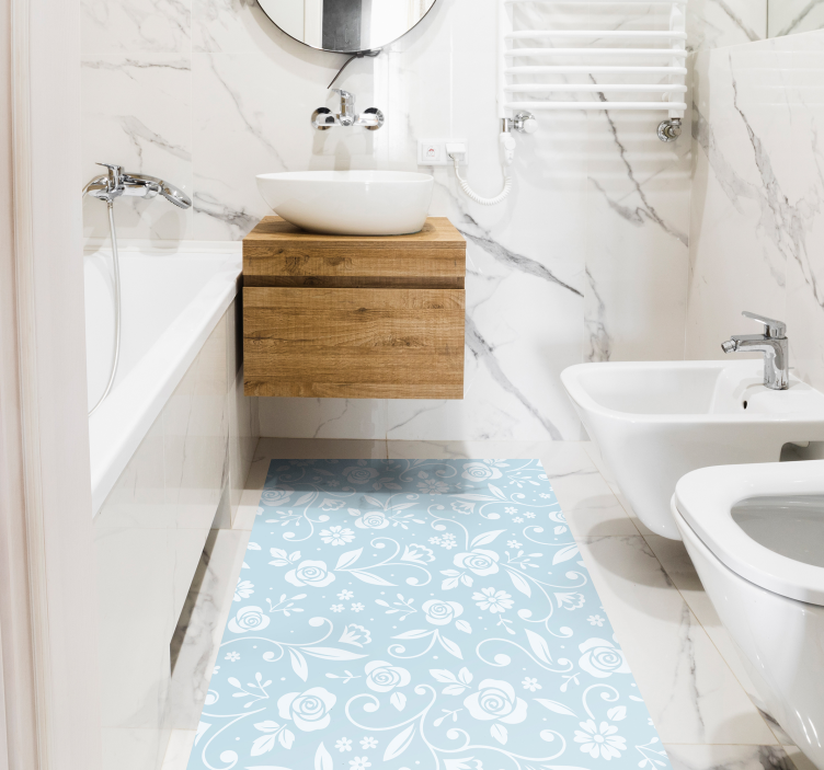 Modrý květinový ornament květinový koberec - TenStickers