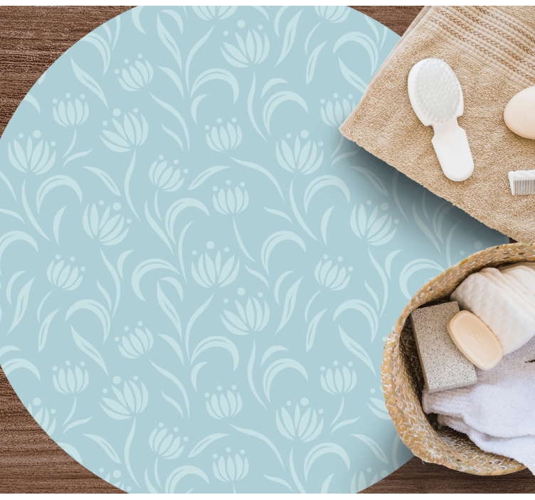 Modrý měkký vzor Vinylový koberec s květinami a rostlinami - TenStickers