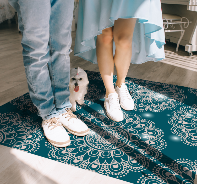 Modrý magický vzor Mandala vinylový koberec - TenStickers