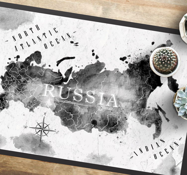 Monochromatická mapa světa Vinylový koberec z celého světa - TenStickers