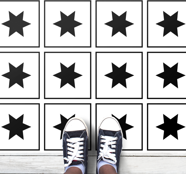 černobílý motiv Vinylový koberec s hvězdami - TenStickers