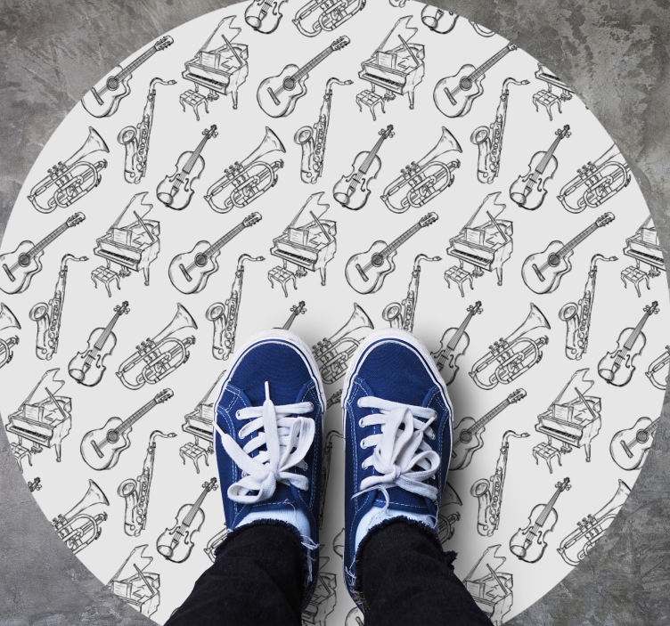 Motiv hudebních nástrojů Kulatý vinylový koberec - TenStickers