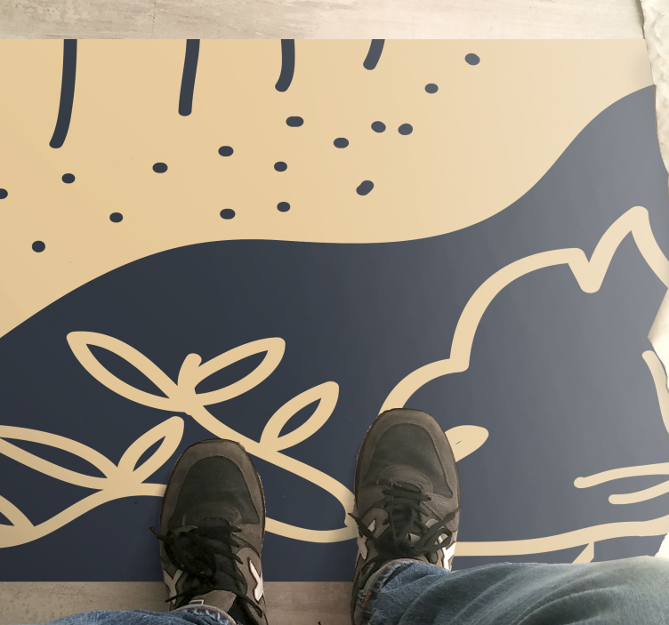 Béžový listový motiv Přírodní vinylový koberec - TenStickers